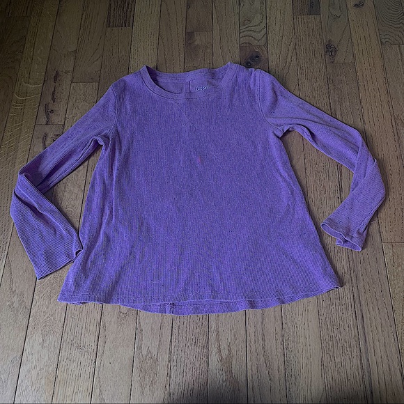 CAT & JACK PURPLE SPECKLED WAFFLE KNIT LONG SLEEVE SHIRT GIRLS SIZE MEDIUM 7/8 - Picture 1 of 3